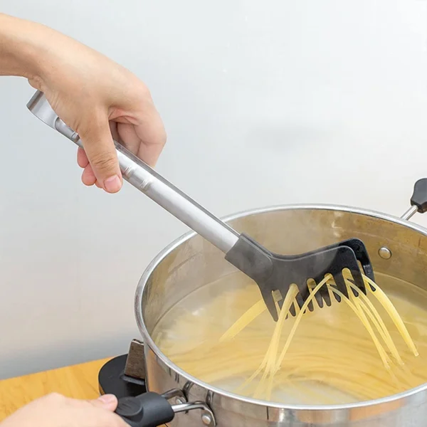 Stainless Steel Noodle Tongs Non-slip Handle Heat-resistant Chuck Easy To Store Multi-functional Food Tongs - Image 4