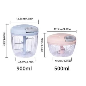 1pc Pink/Blue 500ML/900ML Household Kitchen Garlic Chopper Mashed Hand Pulled Meat Grinder Multifunctional Vegetable