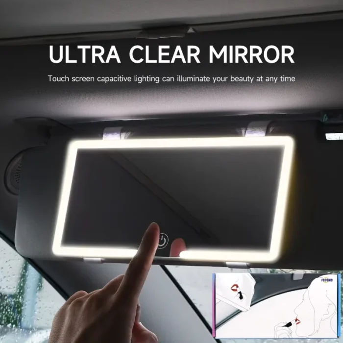 kf-S84b98c65a1bd4a7d88929e1bc322db28A Car Interior Mirrors Sun Visor Plate LED HD Makeup Mirror for Girls Women Rechargeable Fill Light Universal Thin Vanity Mirror - Image 1