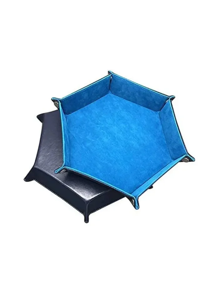 kf-S859dce56d39548eab89fbdf010f60e95A 1pc Hexagonal Dice Tray and Miscellaneous Storage Box Board Game Dice Tray Accessories Leather Dice Tower - Image 2