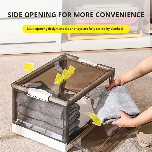 1pc Foldable Storage Trunk Open Storage Box Transparent Storage Box Home Wardrobe Clothes Organizer Large Capacity Clear Plastic - Image 1