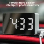 1Pc White LED Mirror Table Clock Snooze Display Time Night Light Desktop USB Alarm Clock Home Decor - Image 3