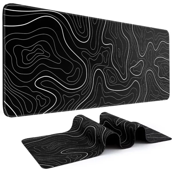 Large Extended Gaming Mouse Pad with Non-Slip Rubber Base,Topographic Design,for Full Desk Keyboard and Mouse Support - Image 2
