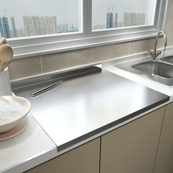 Stainless Steel Cutting Board With Lip Countertop Protector Multifunction Pastry Baking Board Fruit Meat Chopping Board - Image 2