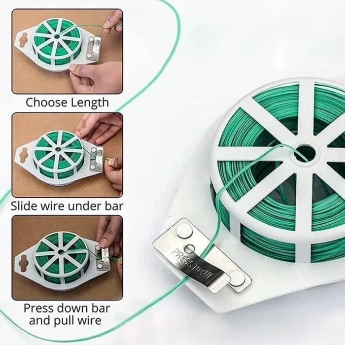 kf-S89355ed41e2749cf8ef9e19ec8a3f51er 1 Roll 100M Multifunctional Plastic Steel Twist Tie Sturdy Reusable Garden Flower Plant Support Strap Tie - Image 5