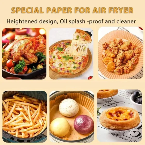 50/100Pcs Air Fryer Disposable Paper Non-Stick Airfryer Baking Papers Round Air-Fryer Paper Liners Paper Kitchen Accessories - Image 2
