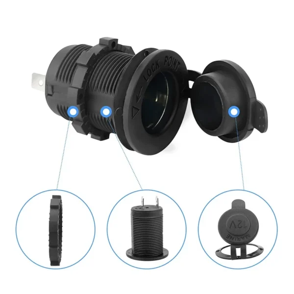 Cigarette Lighter Socket Car Marine Motorcycle ATV RV Lighter Socket Power Outlet Socket Receptacle 12V Waterproof Plug - Image 2
