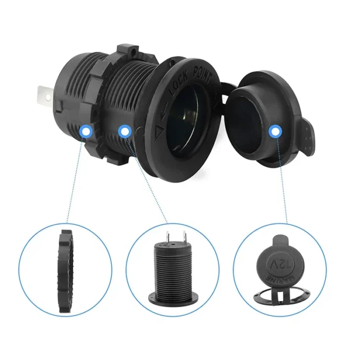 kf-S8a3b4e82d8b24deaa39f54954ab60540c Cigarette Lighter Socket Car Marine Motorcycle ATV RV Lighter Socket Power Outlet Socket Receptacle 12V Waterproof Plug - Image 2