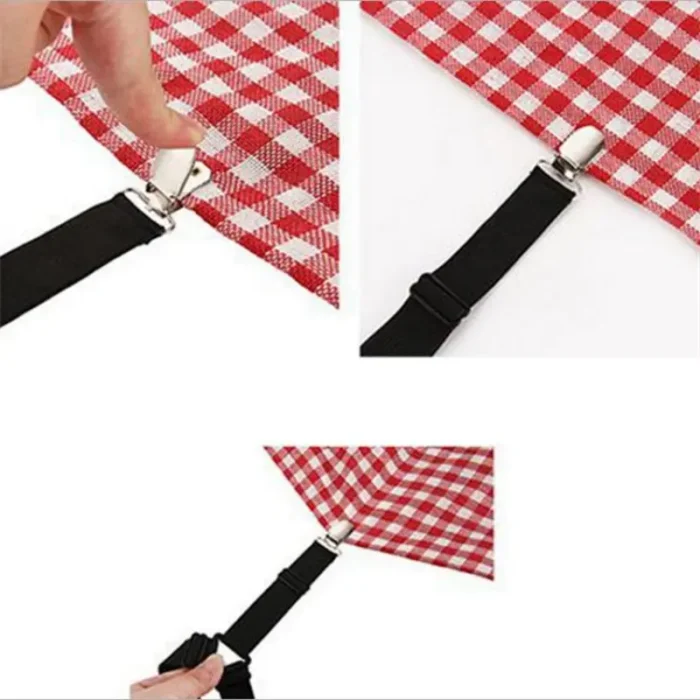 kf-S8a7dd400eb5541e5b7384179136f4129c 4Pcs/lot Bed Sheet Fasteners Holder Gadgets for Bed Sheet Organizer Mattress Cover Clip For Home Elastic Straps Adjustable Clips - Image 4