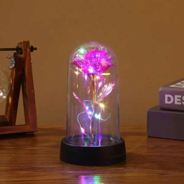 Valentines Day Gift for Girlfriend Eternal Rose LED Light Foil Flower In Glass Cover Mothers Day Wedding Favors Bridesmaid Gift - Image 3