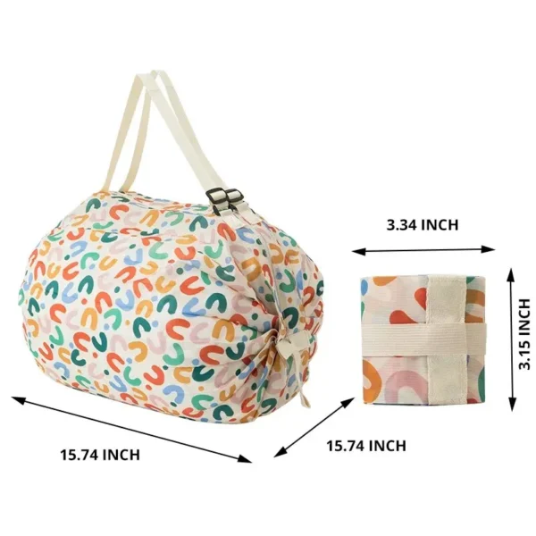 1pc Foldable Shopping Bag Eco-friendly Waterproof Portable Storage Bag Large Capacity Handbag Oversized Storage Bag For Travel - Image 4