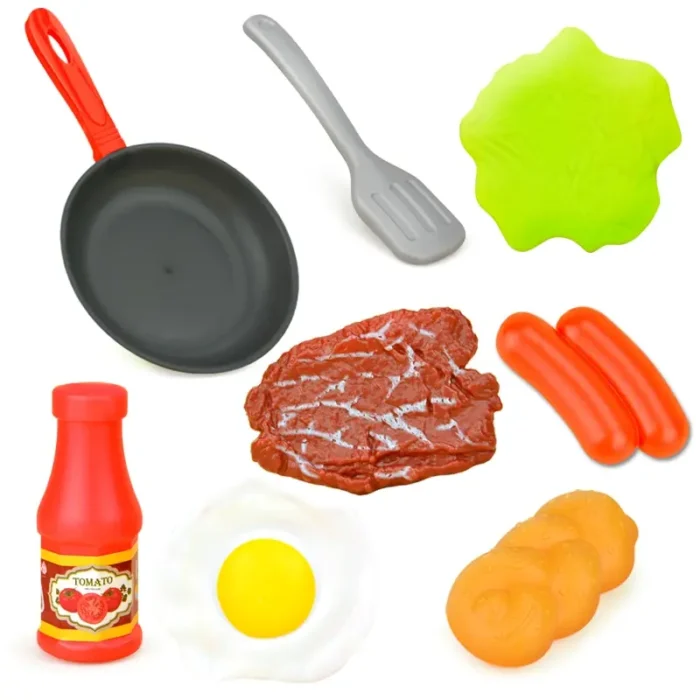 8pcs/set Simulation Kitchenware Play Set Pot Steak Vegetable Bread Hot Dog Omelette Children Toy Kitchen Food Toys - Image 1