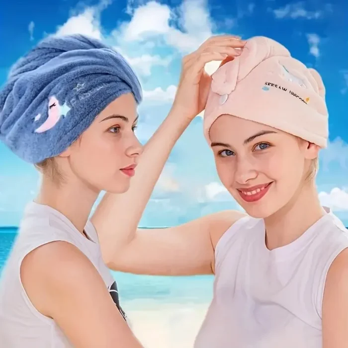 kf-S8f6b1073789f4d9791893cc137b2a2faF 1pc Quickly Dry Hair Hat Super Absorbent Soft Bathroom Women Head Towels Girls Cute Hair Towel Hair Dry Wrap Bonnets - Image 2