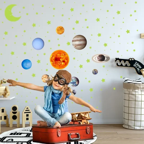525PCS Box Packed Luminous Nine Planets Wall Sticker for Kids Bedroom Living Room Glow In The Dark DIY Party Home Decor - Image 6