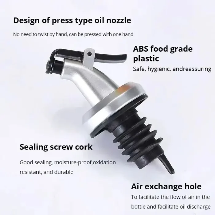 kf-S90dd5adbb9dd42aaa64cddaf98c4edb3w 3pcs Silver Household Kitchen Seasoning Bottles Soy Sauce Vinegar Bottles Mouth Stoppers No Oil Leakage No Oil Hanging Tools - Image 2