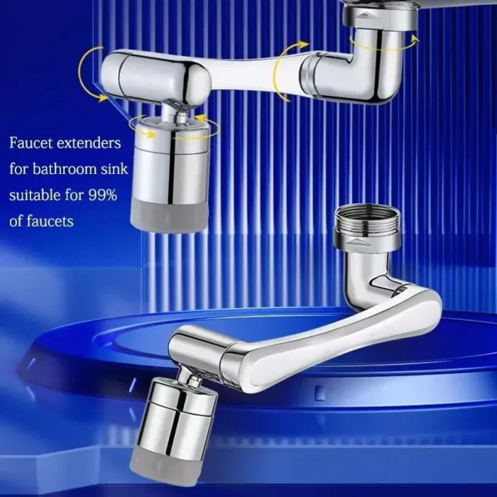kf-S91b6de6daf22461091f3fac02be1e02fq New Universal Rotation Extender Faucet Aerator Plastic Splash Filter Kitchen Tap Washbasin Faucets Bubbler Nozzle Robotic Arm - Image 2