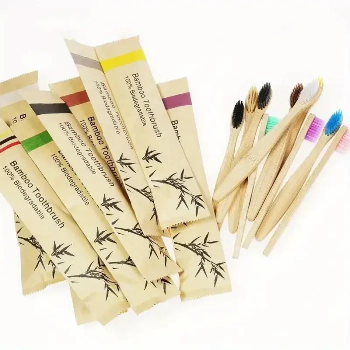 kf-S92172a50a174457f8be8199fa89e65d7w 5pcs Bamboo Biodegradable Toothbrush Manual Wooden HandleToothbrushes With Soft Bristles For Sensitive Teeth Gums Oral Care - Image 5
