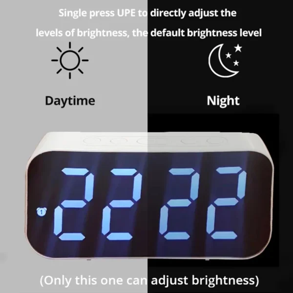 LED Mirror Table Clock Digital Alarm Snooze Display Time Desktop Electronic Table Clocks Desktop Clock - Image 3