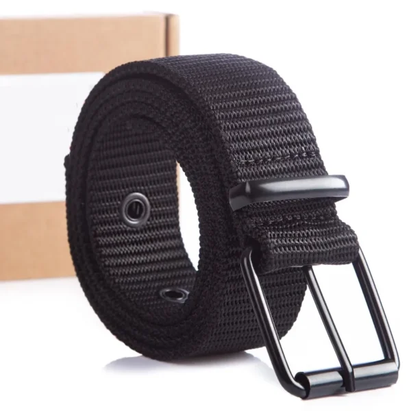 Men's Belt Porous Canvas Pin Buckle Leather Belt Outdoor Sports Belt Women's Trendy Eyelet Belt With Jeans Belt For Men Women - Image 1