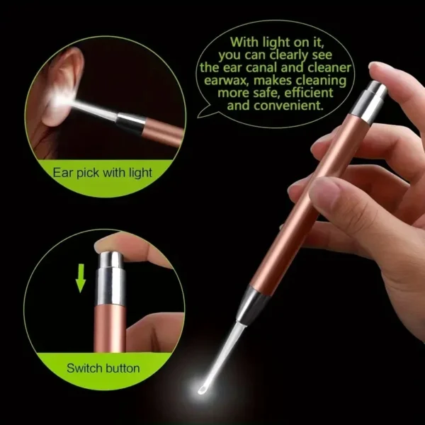 Luminous Ear Scoop, Stainless Steel Ear Scoop with Light, Luminous Ear Cleaner, Visual Ear Picking Tool - Image 4