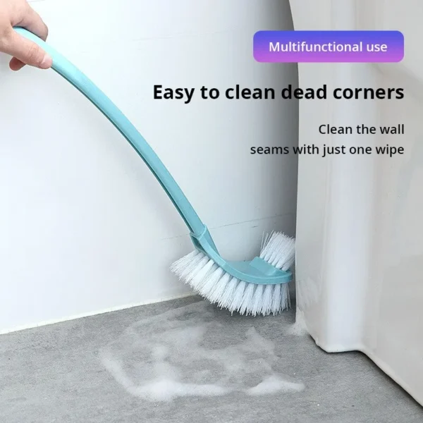 Multi-function Double Head Clean Toilet Brush Soft Hair Plastic Curved Brush Bathroom Cleaning Long Handle Corner Brush - Image 2