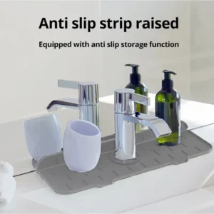 1PC Grey 37X14CM Kitchen Faucet Absorbent Mat Sink Splash Guard Silicone Drainage Drying Pad Countertop Protection