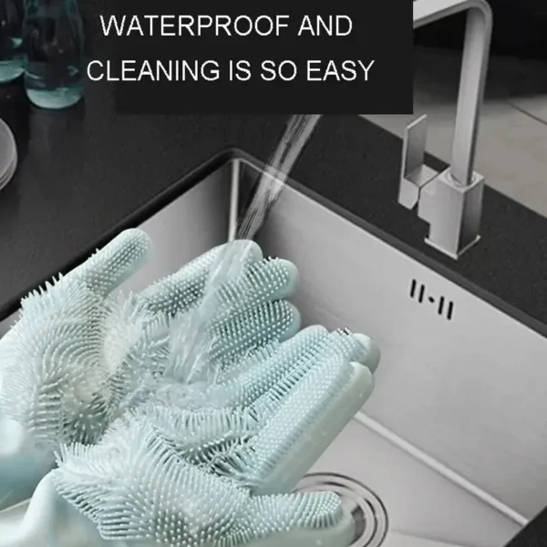 Dishwashing Cleaning Gloves Magic Silicone Rubber Dish Washing Gloves for Household Sponge Scrubber Kitchen Cleaning Tools - Image 3