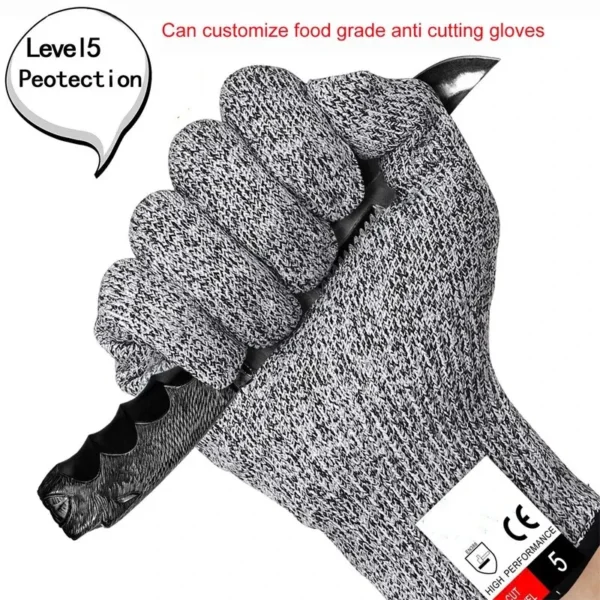 A Pair Anti Cut Proof Gloves Hot Sale Grey Black Anti Cut Level 5 Safety Work Gloves Glass Cutting Safety Protection - Image 3