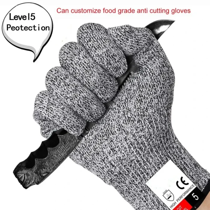 kf-S96b87417a88749a492162beecafb1477G A Pair Anti Cut Proof Gloves Hot Sale Grey Black Anti Cut Level 5 Safety Work Gloves Glass Cutting Safety Protection - Image 3