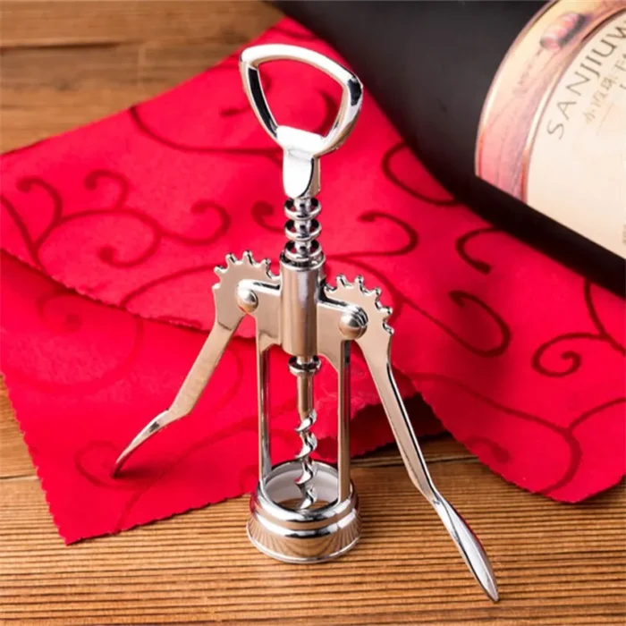kf-S9b8a4bcfcfb34955ab1ec41f4c0ec201h Wine Opener Multifunctional Corkscrew Bottle Opener Zinc Alloy Cork Remover Premium Winged Wine Bottle Opener - Image 2