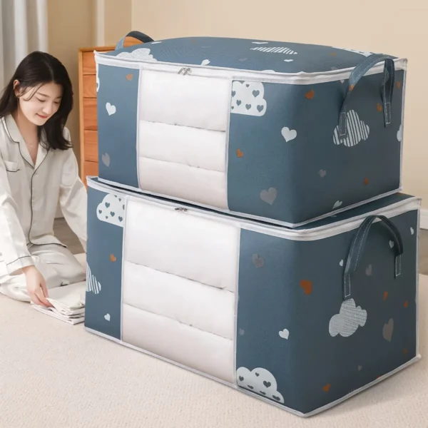 Large Capacity Clothes Storage Bag Organizer With Reinforced Handle Suitable For Blankets Bedding Foldable With Sturdy Zipper - Image 1