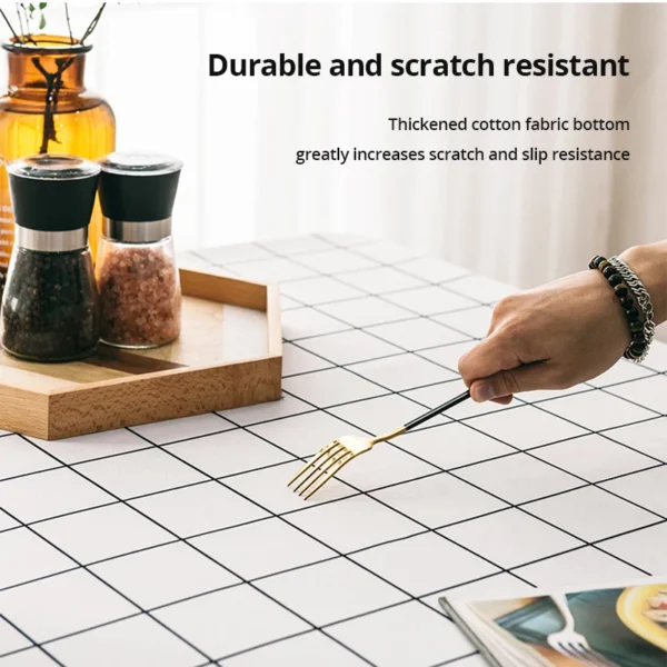 1pc 137X90CM Black And White PEVA Waterproof Oilproof Tablecloth Table Cloth Plaid Pattern Table Cover For Party Outdoor Picnic - Image 2