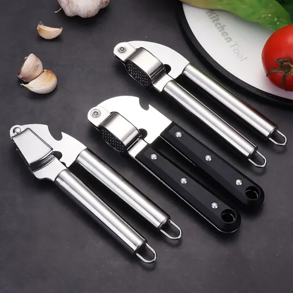 1Pc Black Stainless Steel Garlic Press Household Garlic Garlic Press Manual Garlic Press Creative Kitchen Tools - Image 2