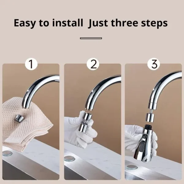 1pc Faucet Extender Metal Alloy,Three Modes,Head Water Saver Home Extended Shower Spray Filter - Image 2