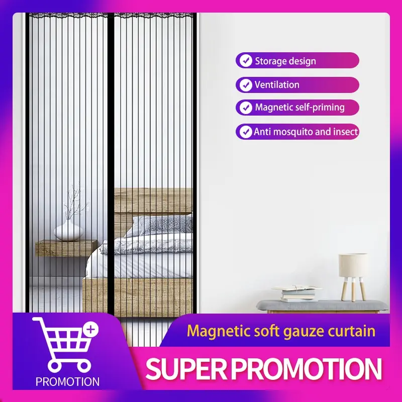 kf-S9edf523a8e6844888af2ed2d1e31ba41k 100x210CM Magnetic Door Curtain Net Door Anti Mosquito Insect Fly Bug Curtains Automatic Closing Door - Image 1