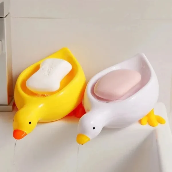 Soap Tray Self-draining Soap Rack Cute Duck-shaped Creative Rack for Shower Bathroom Kitchen Tub Sink Tray Bracket Bathroom - Image 2