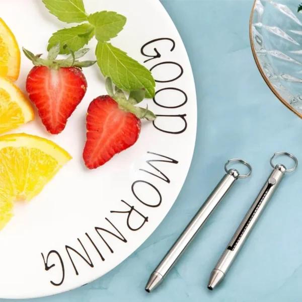 Portable Titanium Toothpicks Pocket Toothpicks Keychain Silver with Metal Toothpick Holder for Outdoor Picnic Camping Accessorie - Image 2