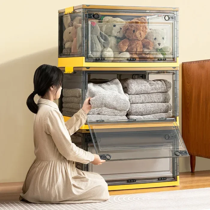 1pc Foldable Storage Trunk Open Storage Box Transparent Storage Box Home Wardrobe Clothes Organizer Large Capacity Clear Plastic - Image 3