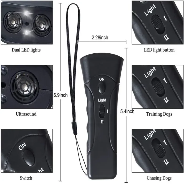 kf-Sa2a814bab9e6461589512bd054a783211 1pc Dog Repeller LED Ultrasonic From Dogs Anti Barking Device Laser Dog Repeller Training Device - Image 3