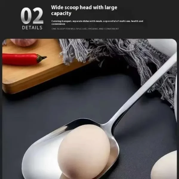 Stainless Steel Large Stainless Steel Rice Spoon Ergonomic Metal Serving Spoon Kitchen Flatware Salad Serving Utensils For Pasta - Image 3