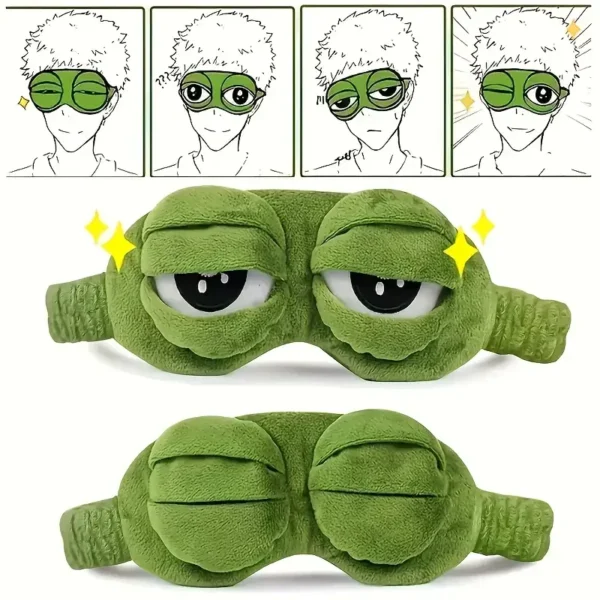 3D Sad Frog Sleep Mask Natural Sleeping Eyeshade Cover Shade Eye Patch Women Men Soft Portable Blindfold Travel Eyepatch - Image 4