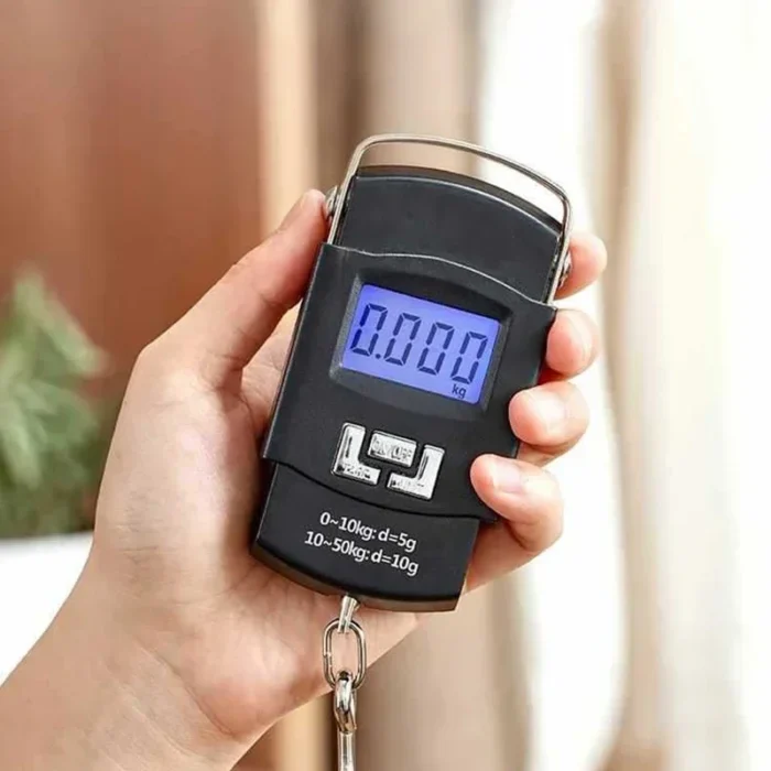 kf-Sa59cc4d1e6f3464fa5faff1d5b518d2cx 1pc Black 50kg Portable Electronic Portable Luggage Scale LCD Digital Display Screen Express Delivery Scale Hook Mini Scale - Image 3