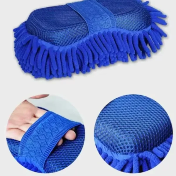 1 Pc Blue Microfiber Chenille Car Wash Sponge Care Washing Brush Pad Cleaning Tool Auto Washing Towel Gloves Styling Accessories - Image 1