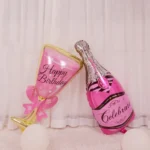 Pink Balloon Champagne Bowknot Wine Cup Wedding Birthday Party Decoration Adult Children Balloon Event Party Supplies