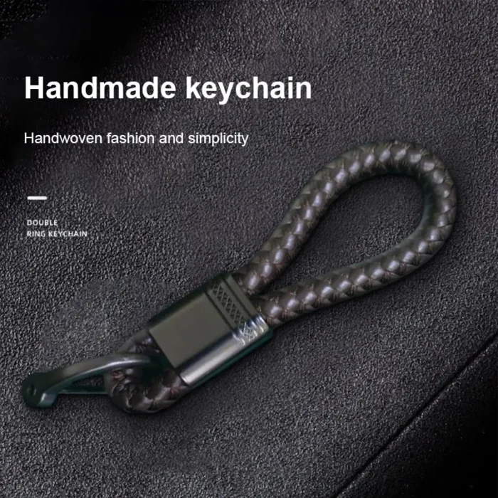 kf-Saa58bad51bc94ad9ac4fcea4647fa441D 2Pcs Leather Rope KeyChain Hand Woven Horseshoe Buckle Key Ring Car Key Rings For Car Fashion Key Accessory Keyrings Gifts - Image 4