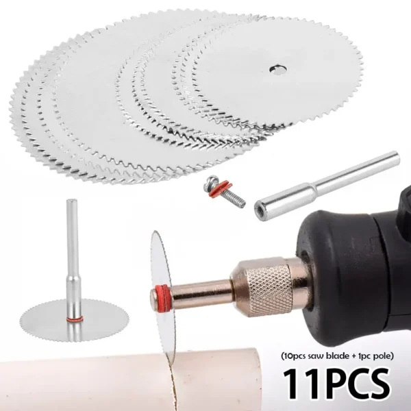 11PCS Set Mini Circular Saw Blade Stainless Steel Cutting Disc Wood Cutting Wheel For Rotary Tool Electric Tool - Image 1