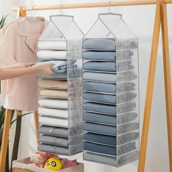 kf-Sad36bd34c50a40e59223ba00adcba1e55 1pc Wardrobe Hanging Storage Bag Cabinet Organizer For Pants Socks T-Shirt Underwear Organizer Hanging Closet Organizer - Image 1
