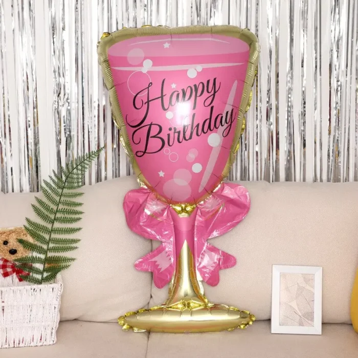 Pink Balloon Champagne Bowknot Wine Cup Wedding Birthday Party Decoration Adult Children Balloon Event Party Supplies - Image 3