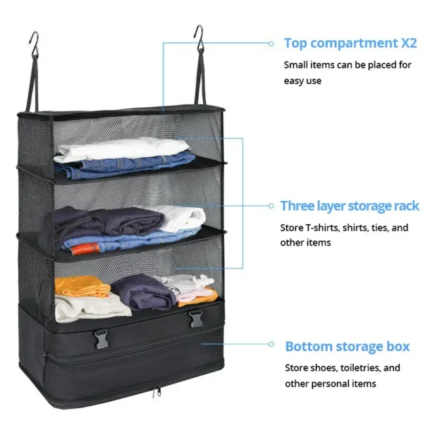1 Set Housewares Luggage Travel Organizer Travel Essentials Hanging Packing Cubes Hanging Shelves Laundry Storage Compartment - Image 5