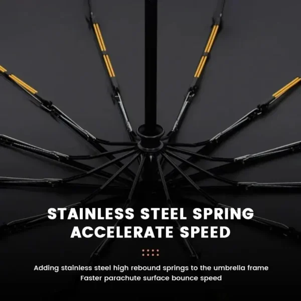 12 Bone Black Glue Fully Automatic Umbrella With Thick And Durable Keel Three Fold Umbrella UV Resistant Folding Umbrella - Image 4